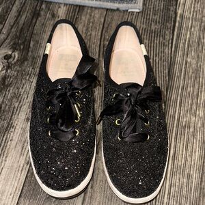 Keds for Kate Spade Sparkling Black Sneakers with Satin Laces